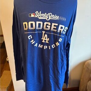 Fanatics Blue Crewneck LA Dodgers WS Champions Tee with White Logo